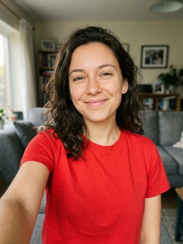 Reference portrait of a person in a red shirt